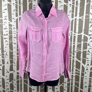 Jachs Company Pink Linen Heavenly Button Front Shirt XS
